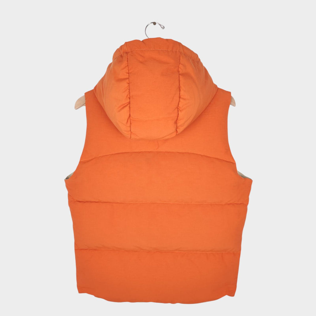 BEAMS PLUS Men's Orange Hooded Cotton/Nylon Down Vest Gilet