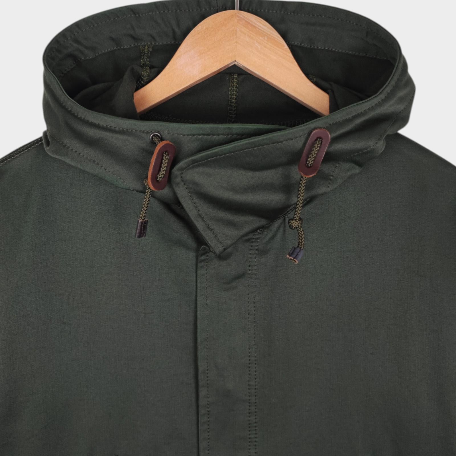 BEAMS PLUS Men's Green 80/20 Cotton Nylon Hooded Mod Parka Jacket