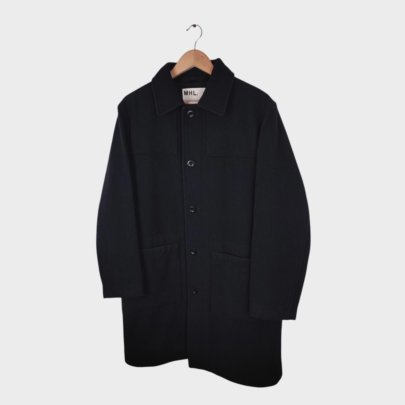 MHL MARGARET HOWELL Men's Black Heavyweight 100% Wool Coat