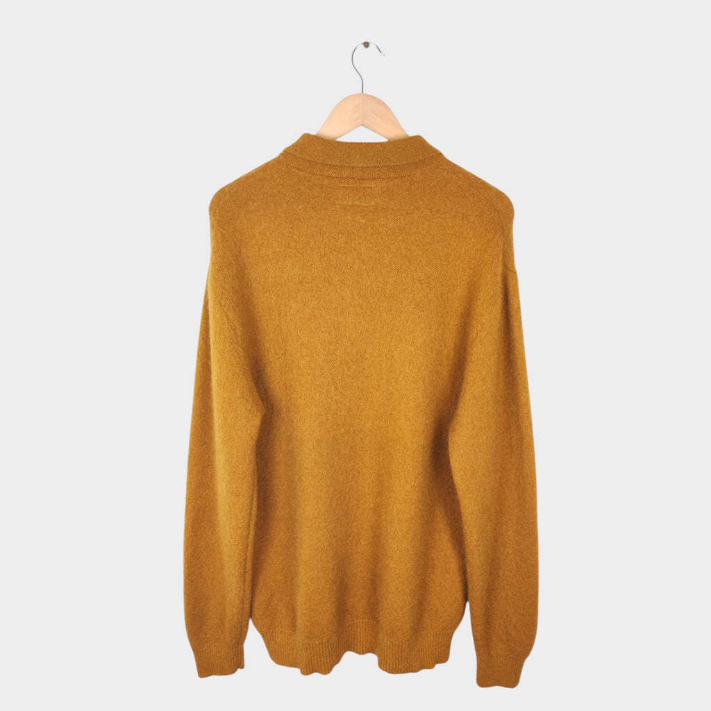 BEAMS PLUS Men's 9 Gauge Shaggy Mohair Blend Polo Shirt Jumper