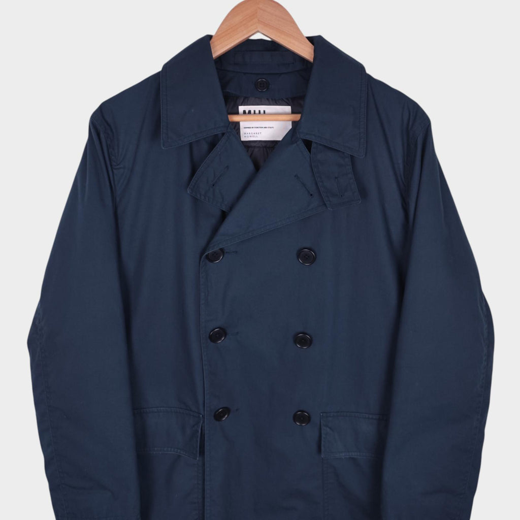 MHL MARGARET HOWELL Men's Dark Blue Double Breasted Detachable Liner Jacket