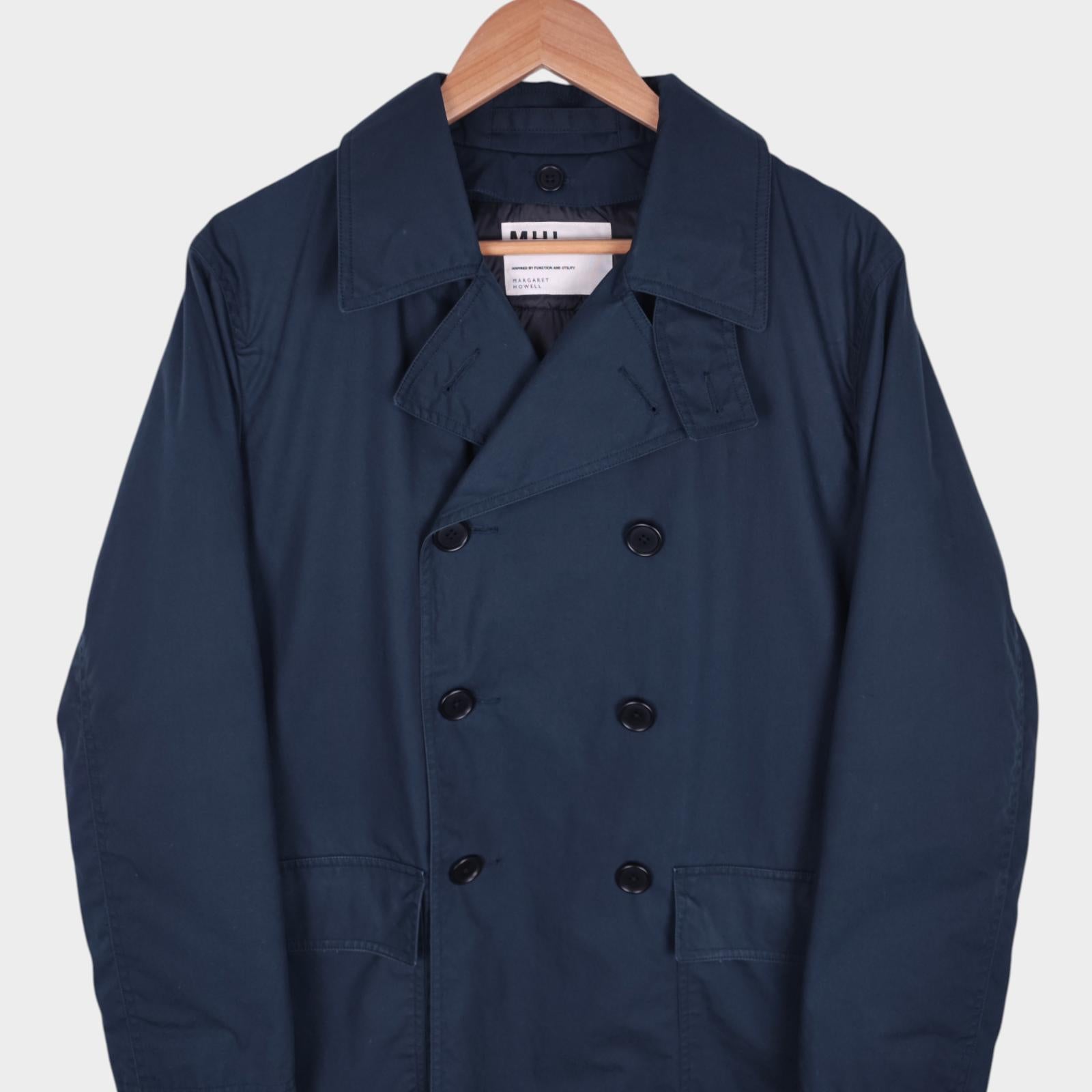 MHL MARGARET HOWELL Men's Dark Blue Double Breasted Detachable Liner Jacket