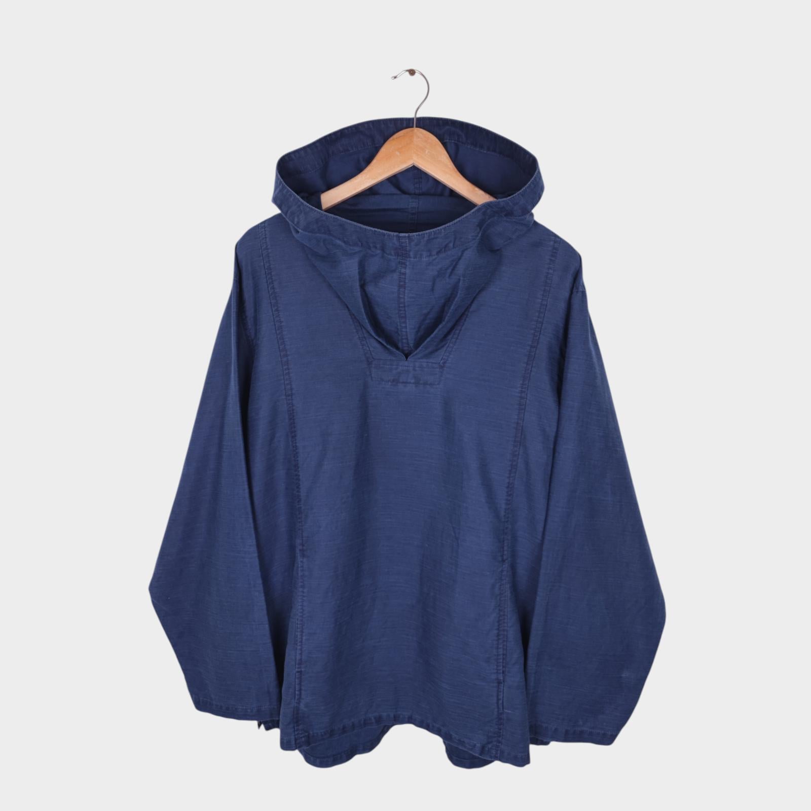 BLUE BLUE JAPAN Men's Made in Japan Indigo Blue Cotton Ramie Hooded Smock