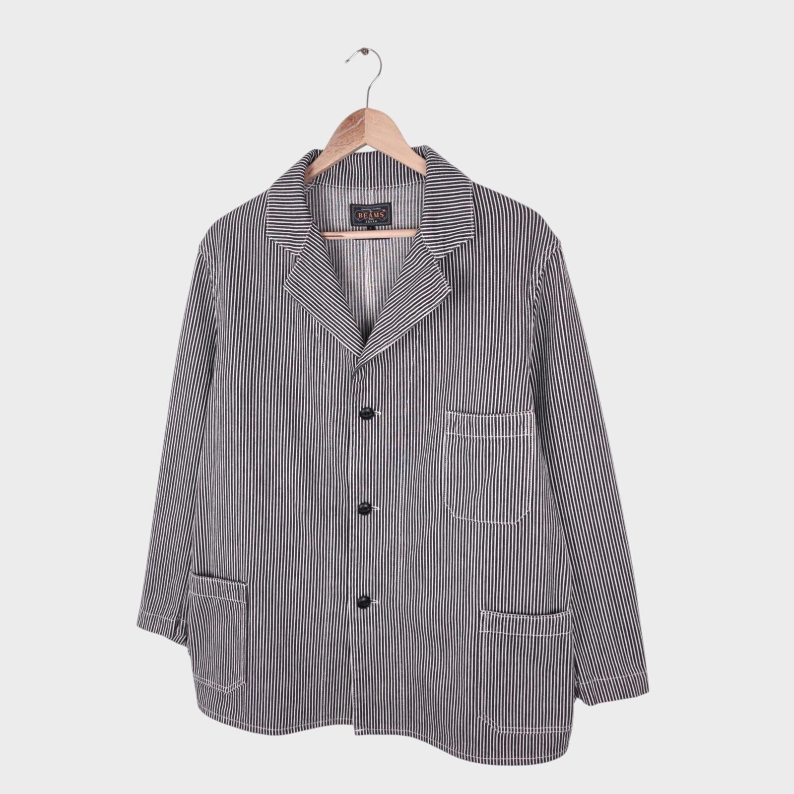 BEAMS PLUS Men's Hickory Striped Chore Jacket