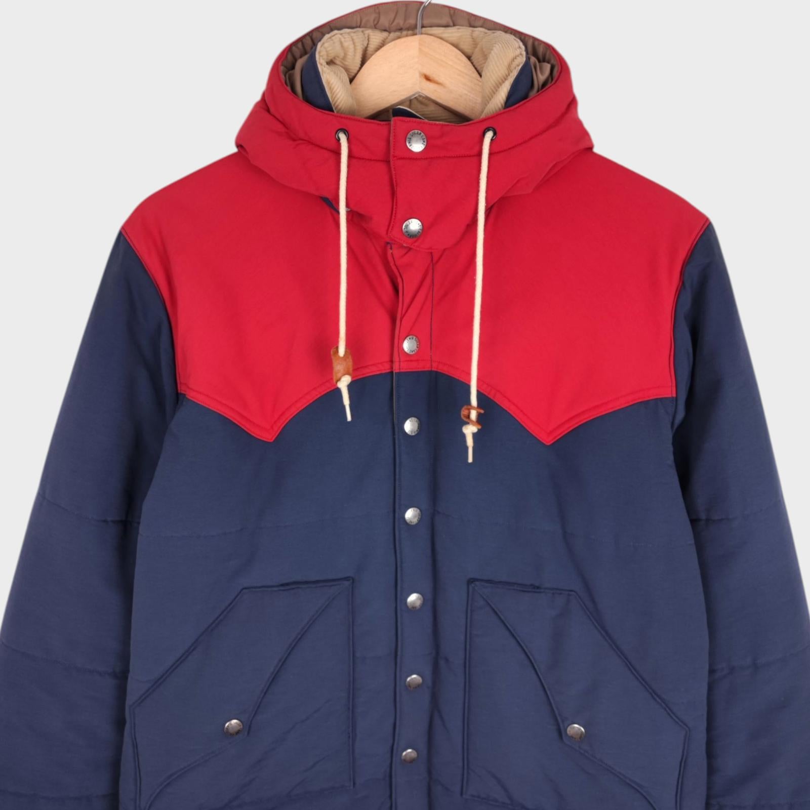 SUGAR CANE Men's Navy/Red Hooded 60/40 Cotton Nylon Padded Jacket