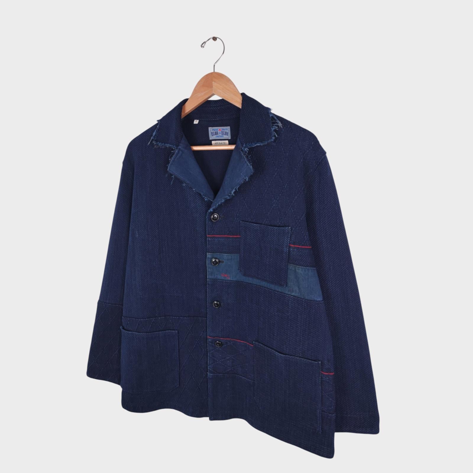 BLUE BLUE JAPAN Men's Made in Japan Blue Sashiko Boro Patchwork Chore Jacket