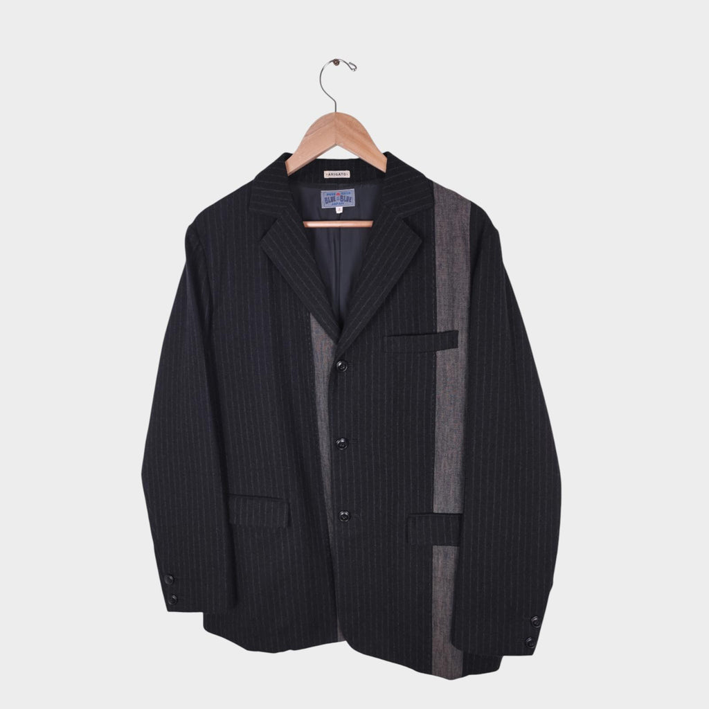 BLUE BLUE JAPAN Men's Made in Japan 100% Wool Panelled Blazer Jacket