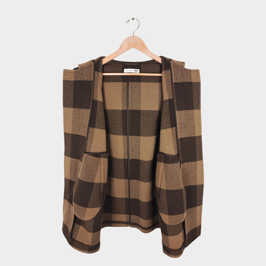JW ANDERSON x UNIQLO Women's Brown Checkered Wool Blend Duffle Coat