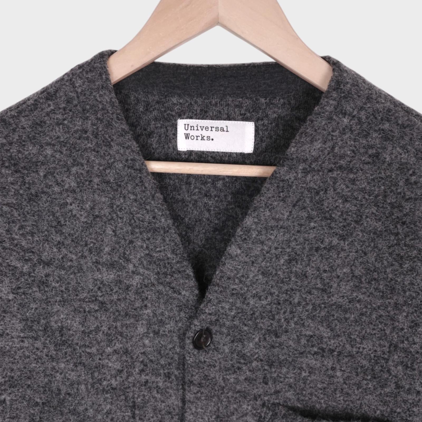 UNIVERSAL WORKS Men's Grey Wool Fleece Cardigan