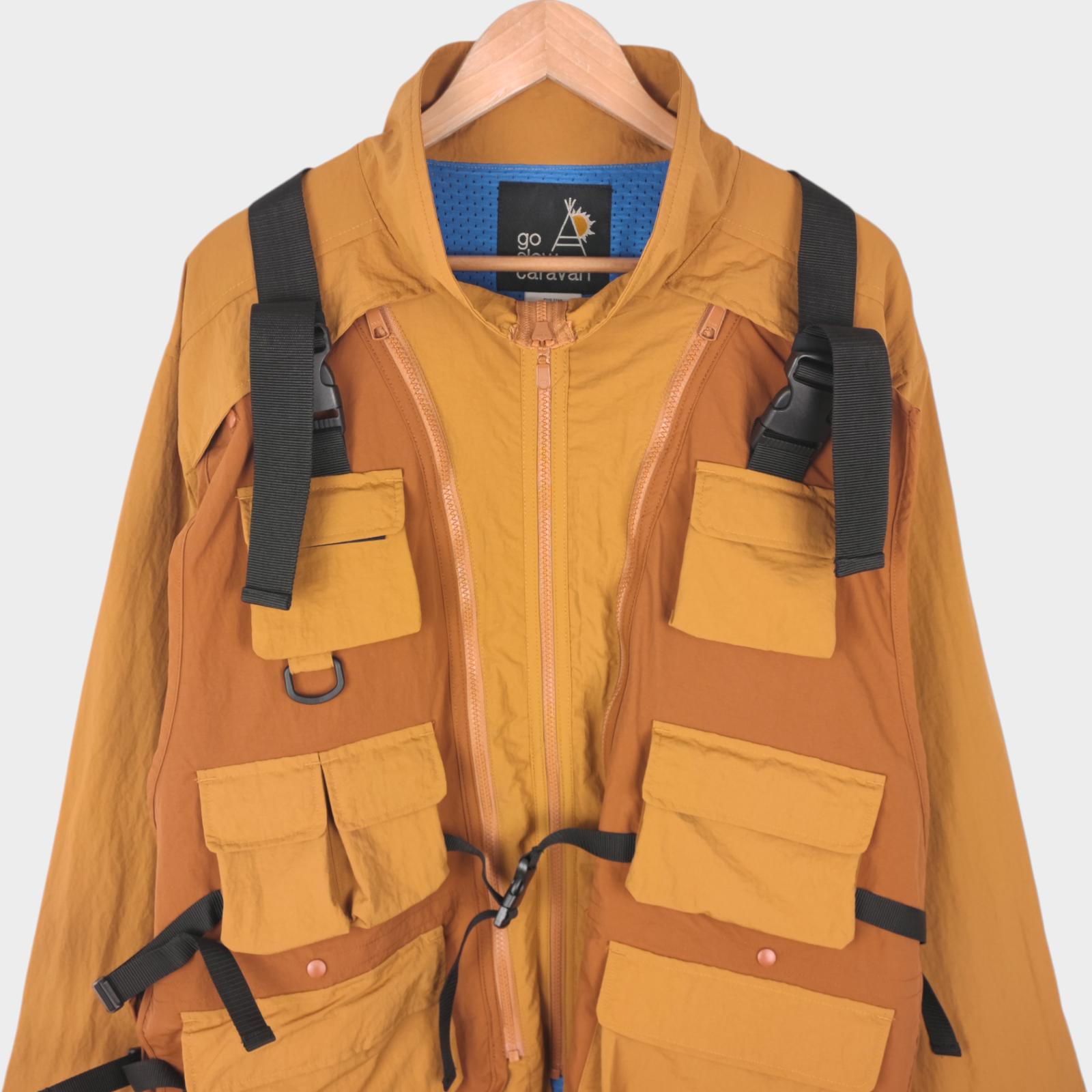 GO SLOW CARAVAN Japan Men's Camel Light Shell Nylon Utility 3-Way Jacket