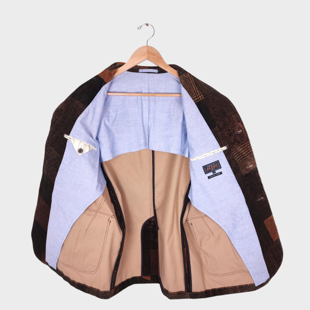 BEAMS PLUS Men's Patchwork Corduroy Blazer Jacket