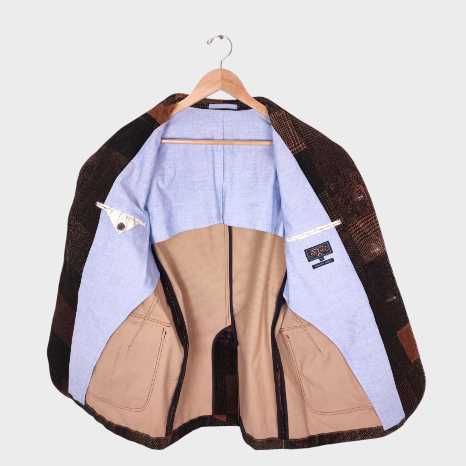 BEAMS PLUS Men's Patchwork Corduroy Blazer Jacket