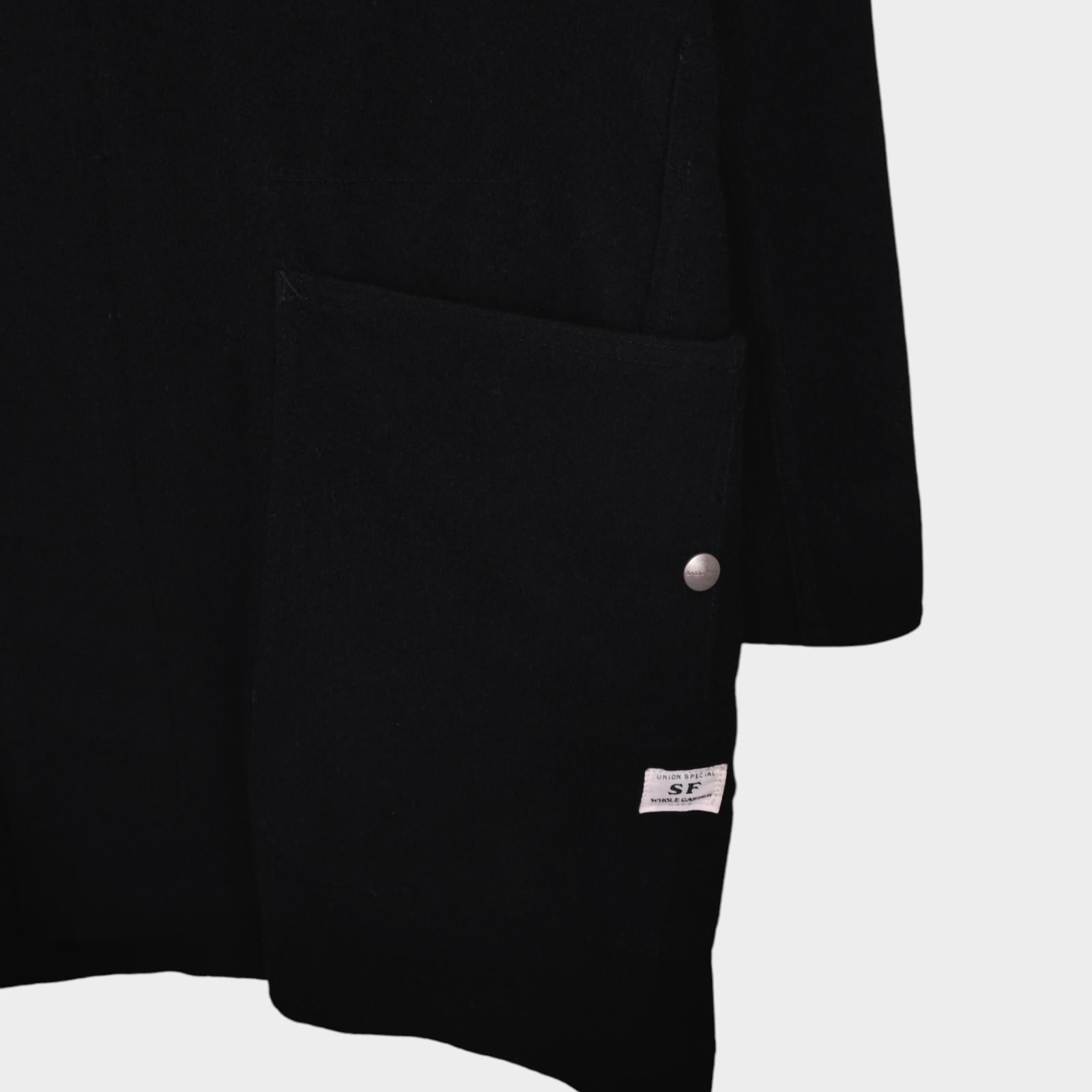 Sassafras Men's Made in Japan Black Wool Blend Whole Leaf Coat Jacket