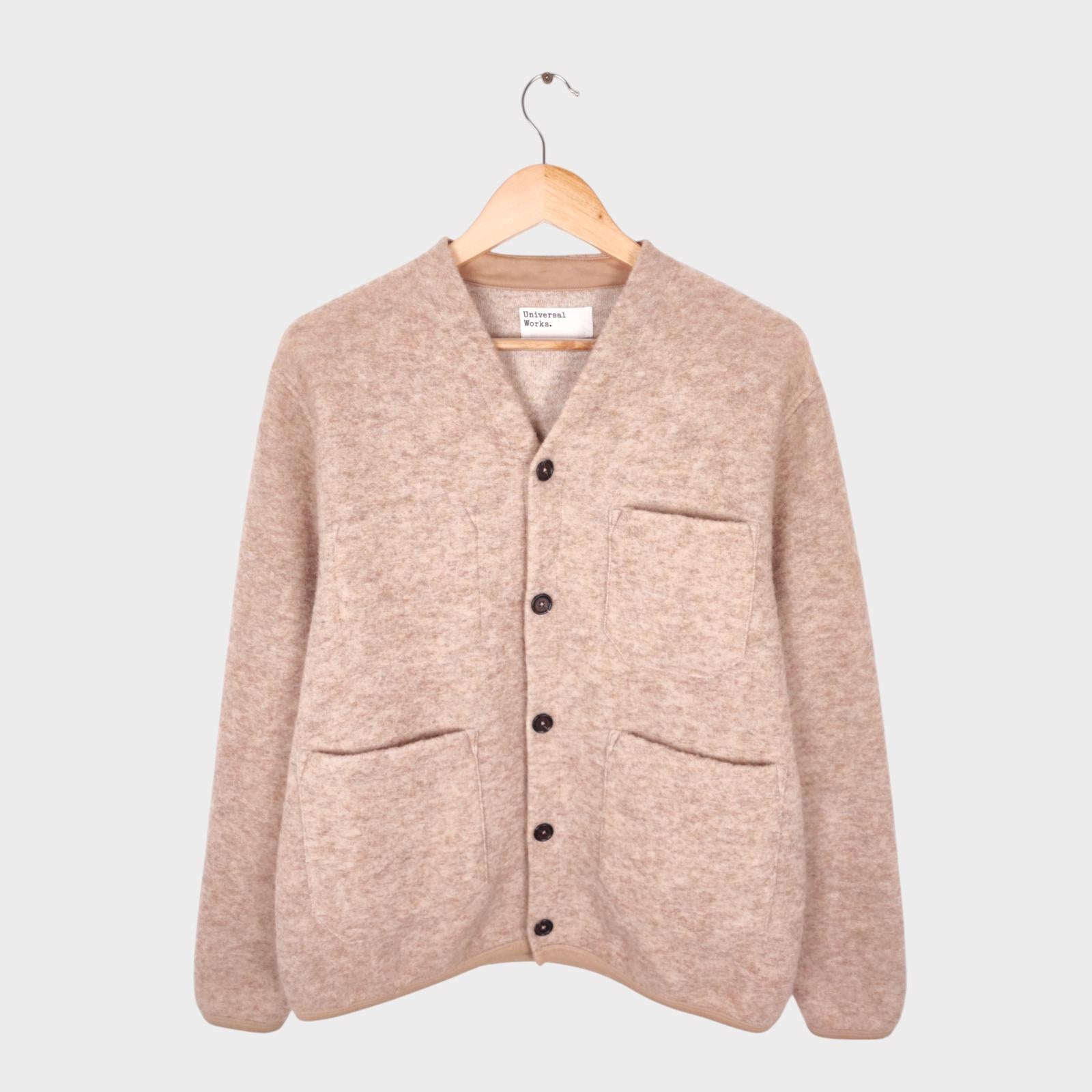 UNIVERSAL WORKS Men's Cream Wool Fleece Cardigan