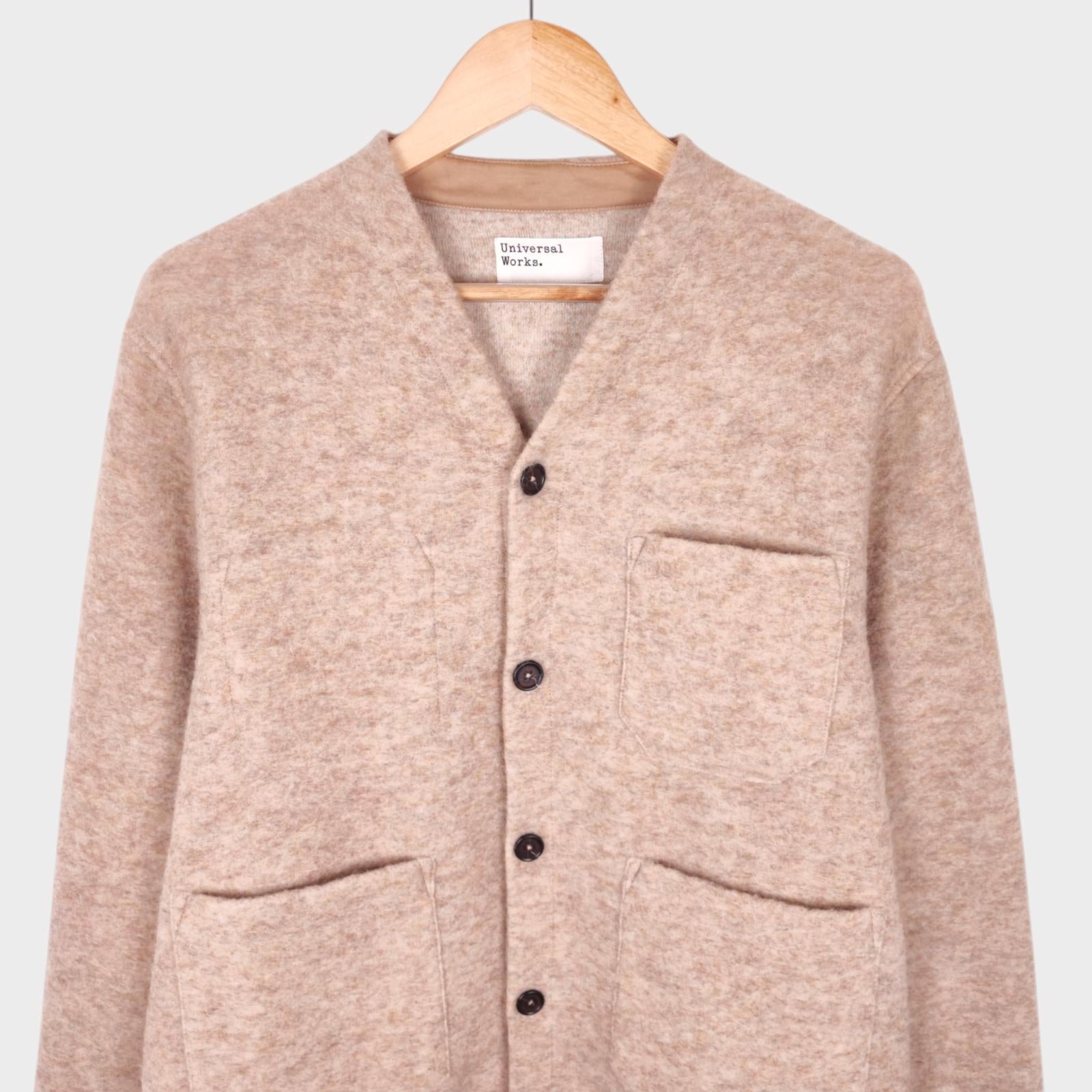 UNIVERSAL WORKS Men's Cream Wool Fleece Cardigan