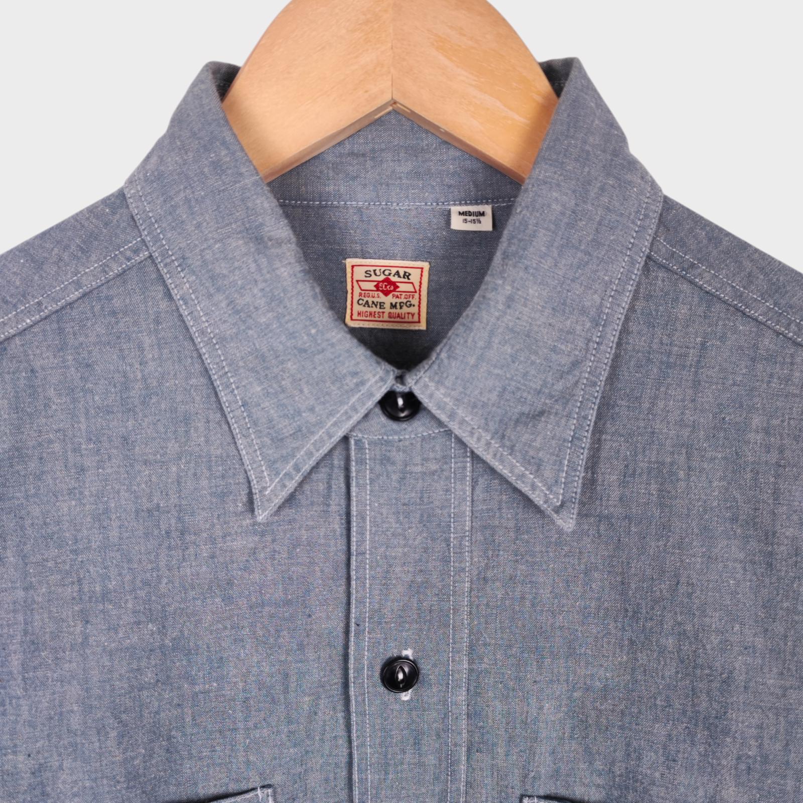 SUGAR CANE Men's Made in Japan Pale Blue Chambray Work Shirt