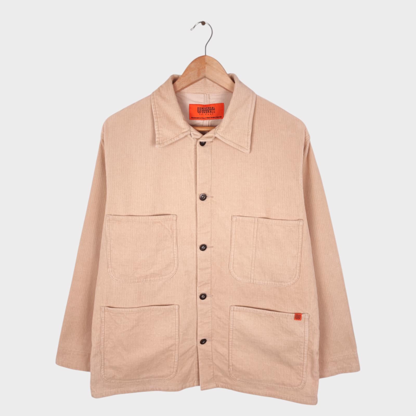 UNIVERSAL OVERALL Men's Light Beige Corduroy Cotton Chore Jacket