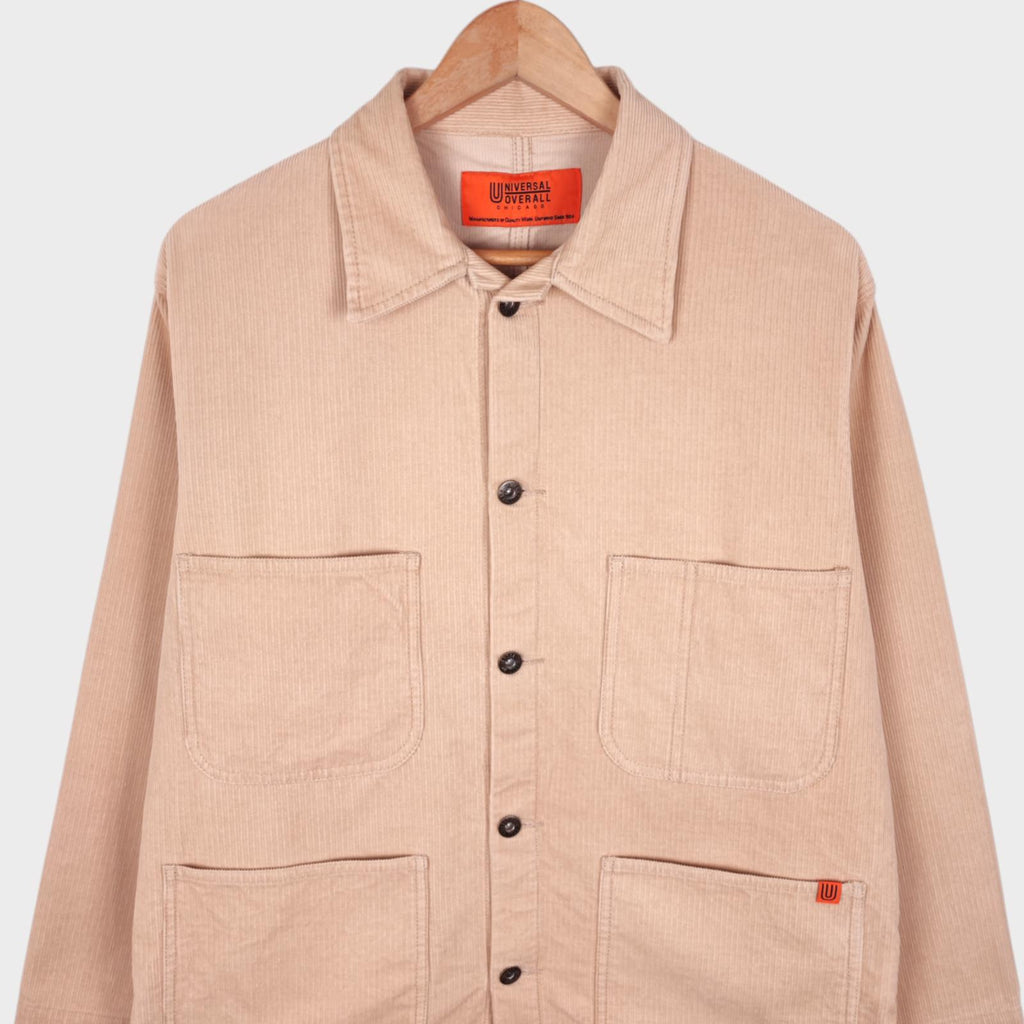 UNIVERSAL OVERALL Men's Light Beige Corduroy Cotton Chore Jacket