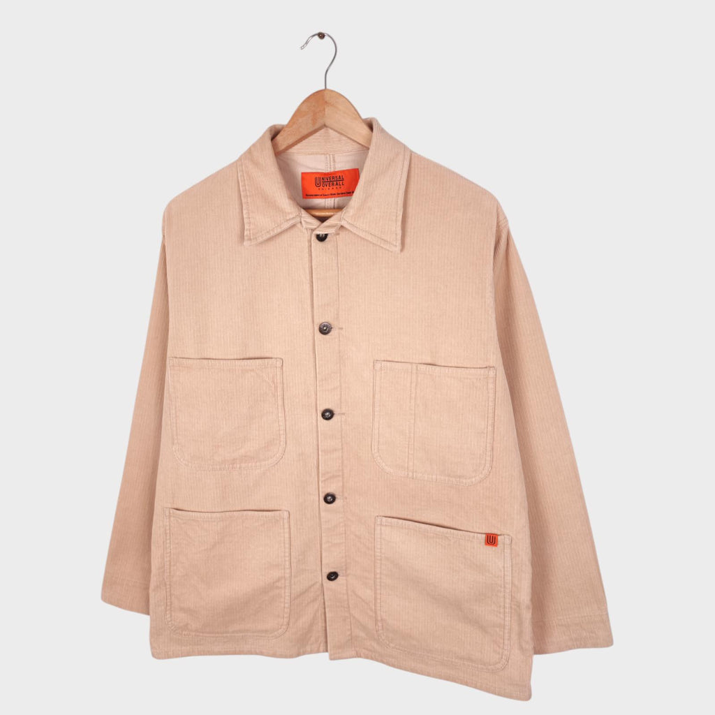 UNIVERSAL OVERALL Men's Light Beige Corduroy Cotton Chore Jacket