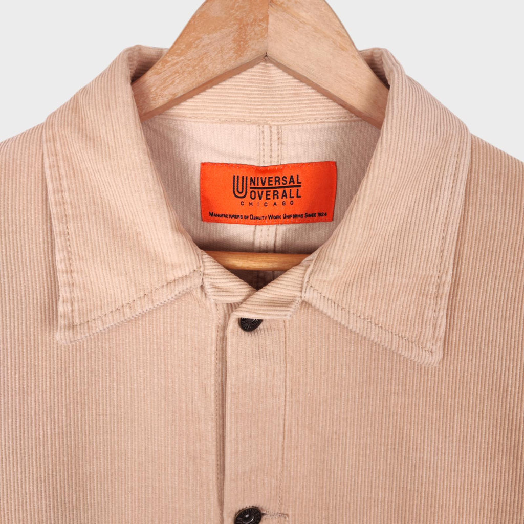 UNIVERSAL OVERALL Men's Light Beige Corduroy Cotton Chore Jacket