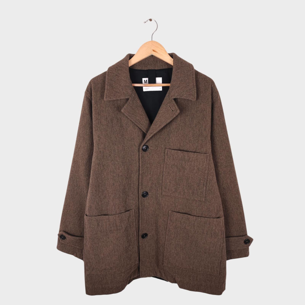 MHL MARGARET HOWELL Men's Brown/Khaki Heavyweight Wool Blend Chore Coat Jacket