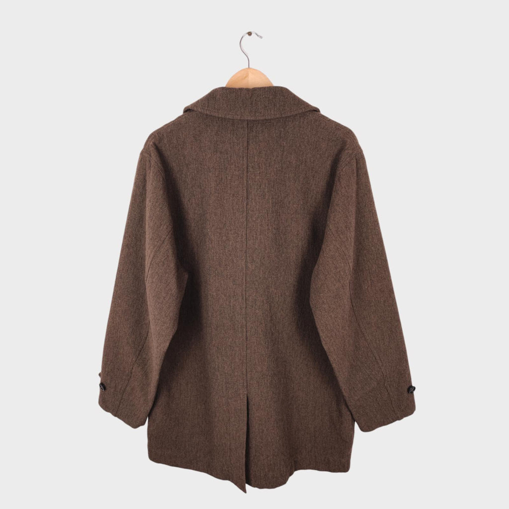 MHL MARGARET HOWELL Men's Brown/Khaki Heavyweight Wool Blend Chore Coat Jacket