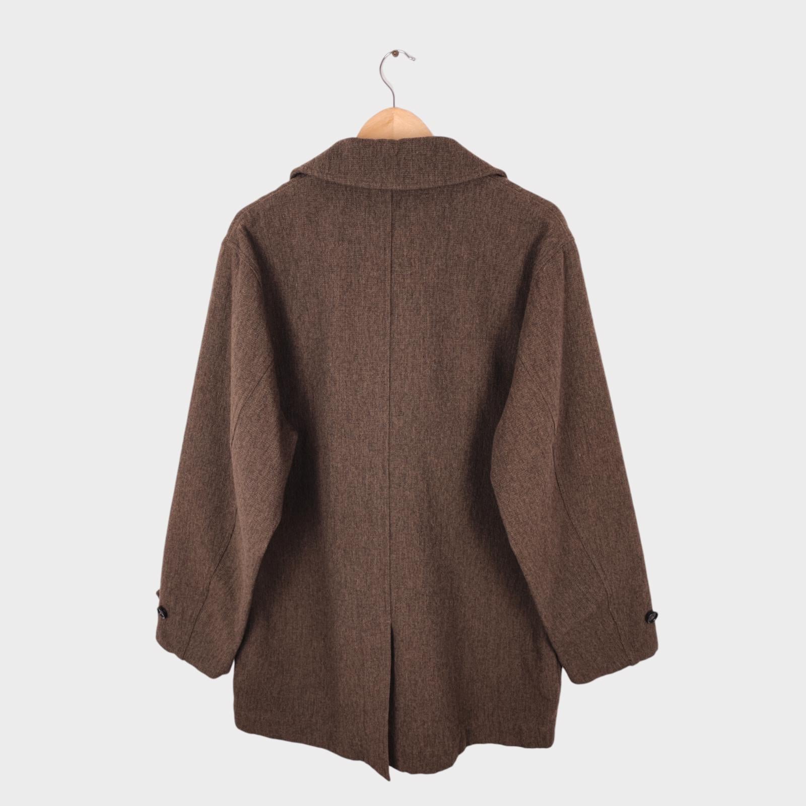 MHL MARGARET HOWELL Men's Brown/Khaki Heavyweight Wool Blend Chore Coat Jacket
