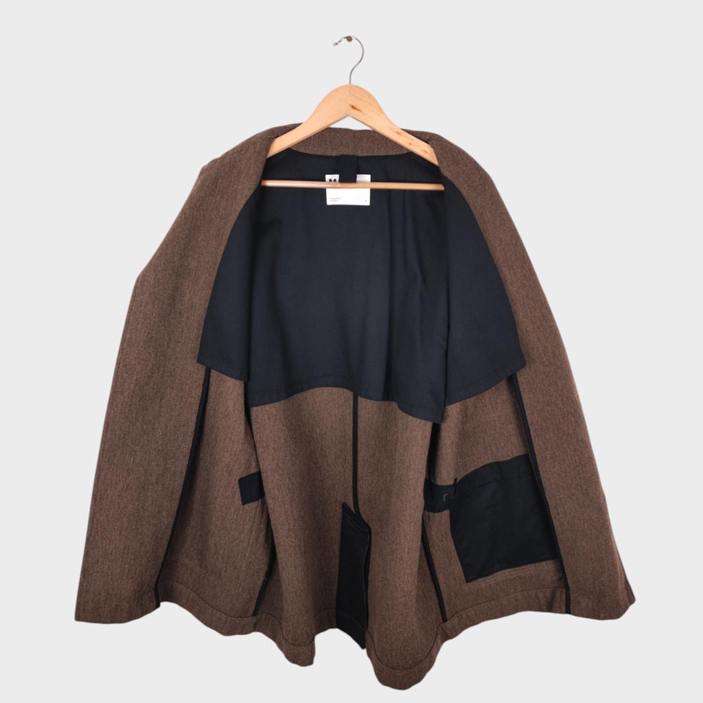MHL MARGARET HOWELL Men's Brown/Khaki Heavyweight Wool Blend Chore Coat Jacket