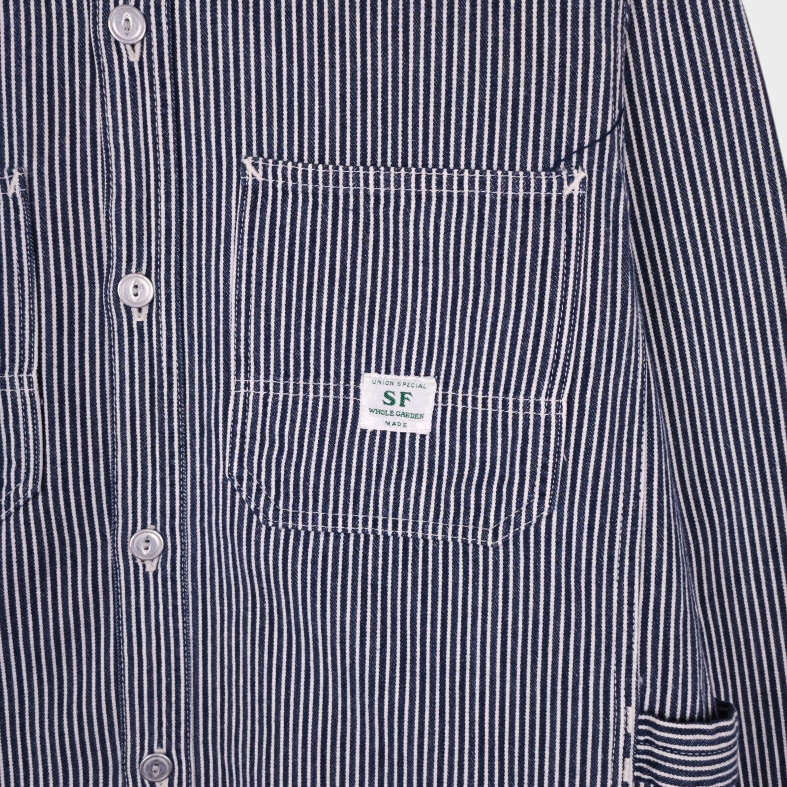 SASSAFRAS Men's Made in Japan Hickory Stripe Heavyweight Cotton Overshirt