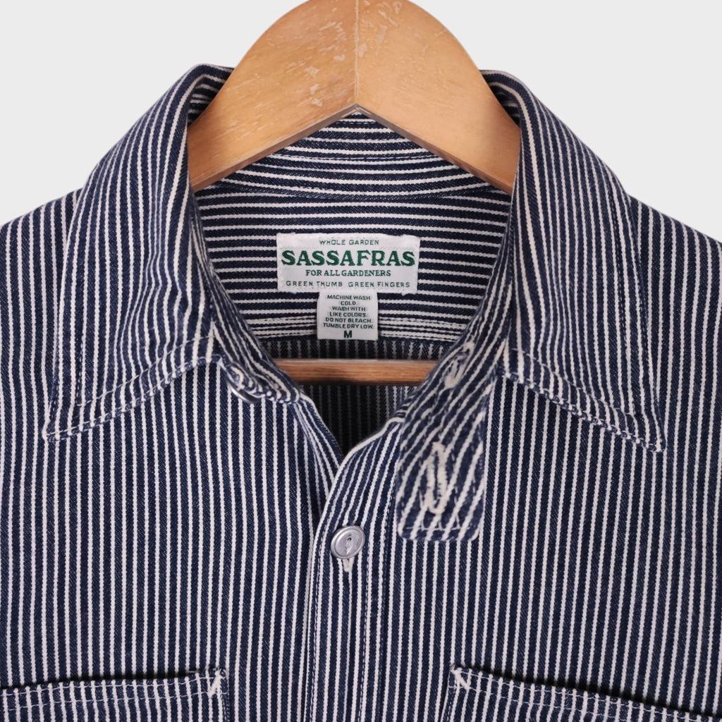 SASSAFRAS Men's Made in Japan Hickory Stripe Heavyweight Cotton Overshirt