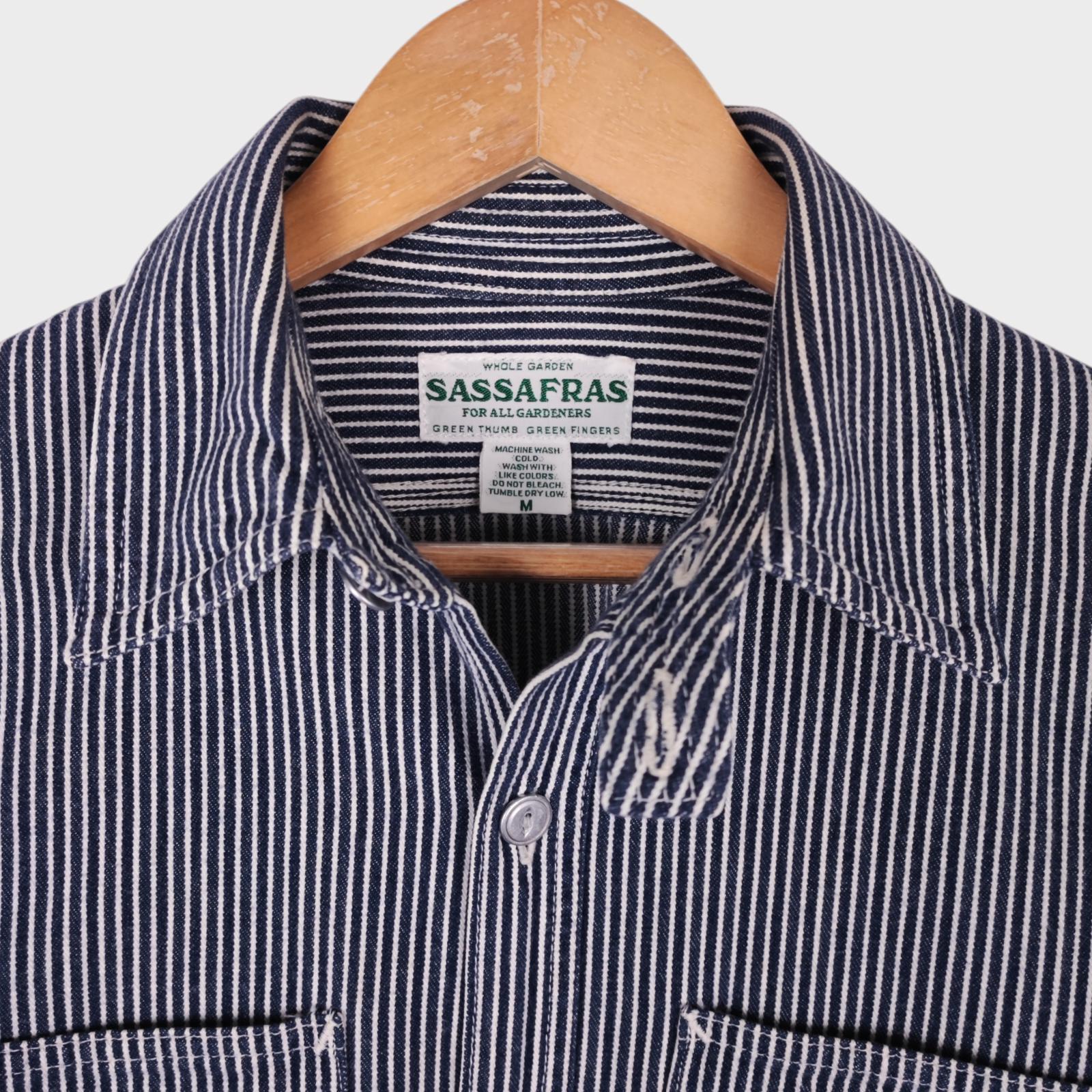 SASSAFRAS Men's Made in Japan Hickory Stripe Heavyweight Cotton Overshirt