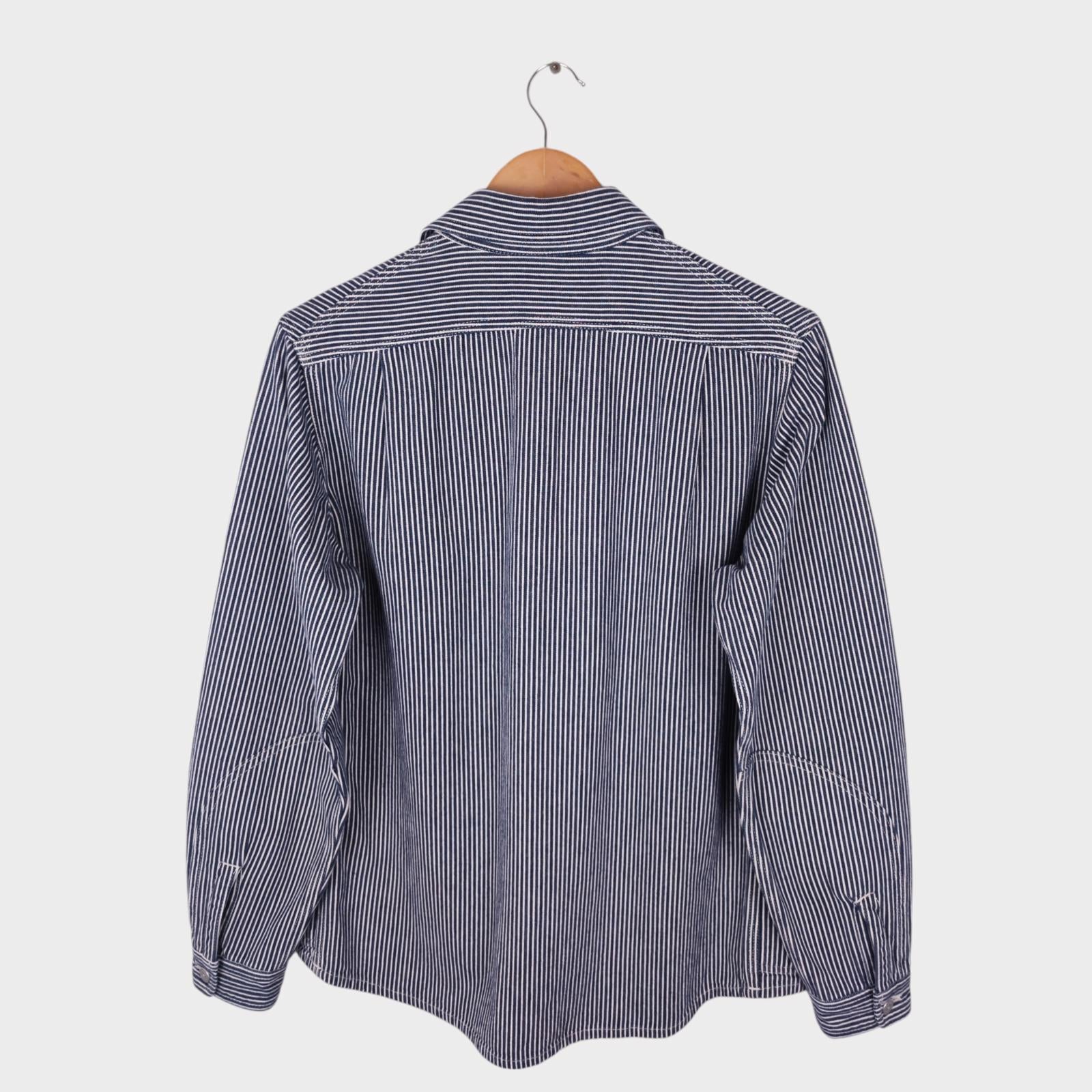 SASSAFRAS Men's Made in Japan Hickory Stripe Heavyweight Cotton Overshirt