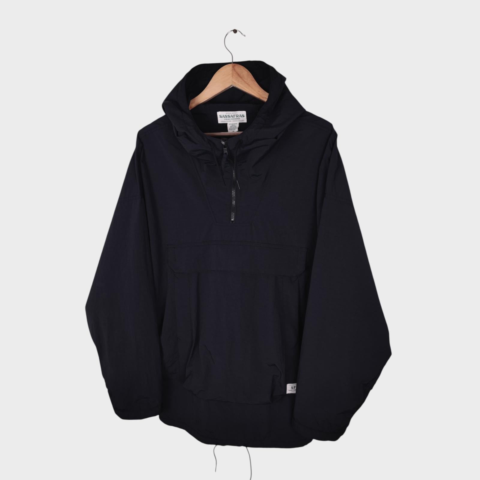 SASSAFRAS Men's Made in Japan Black Digs Crew Armor Shell Bud Smock Jacket