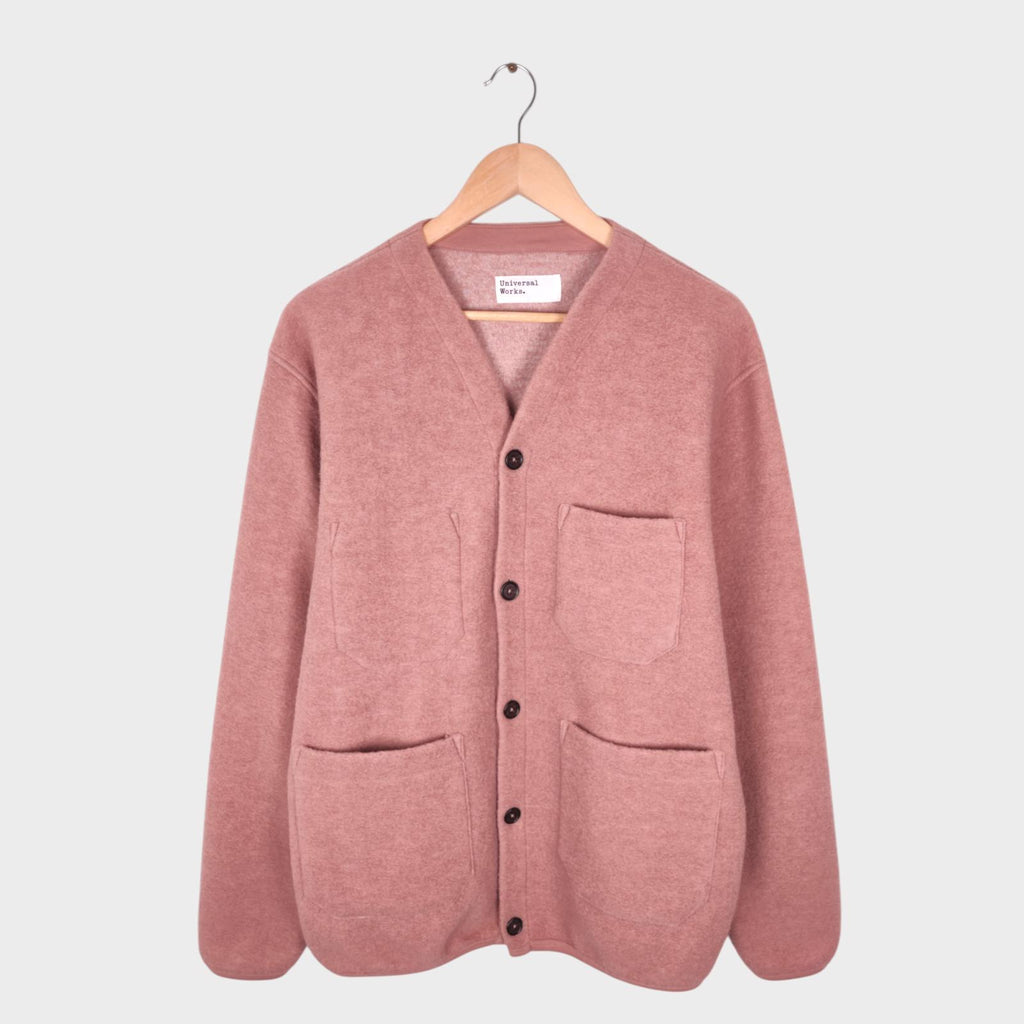 UNIVERSAL WORKS Men's Pink Wool Fleece Cardigan