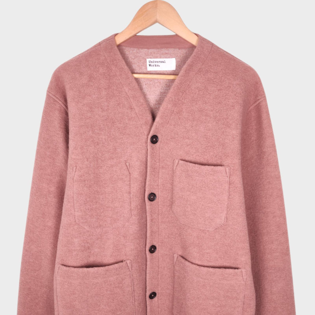UNIVERSAL WORKS Men's Pink Wool Fleece Cardigan