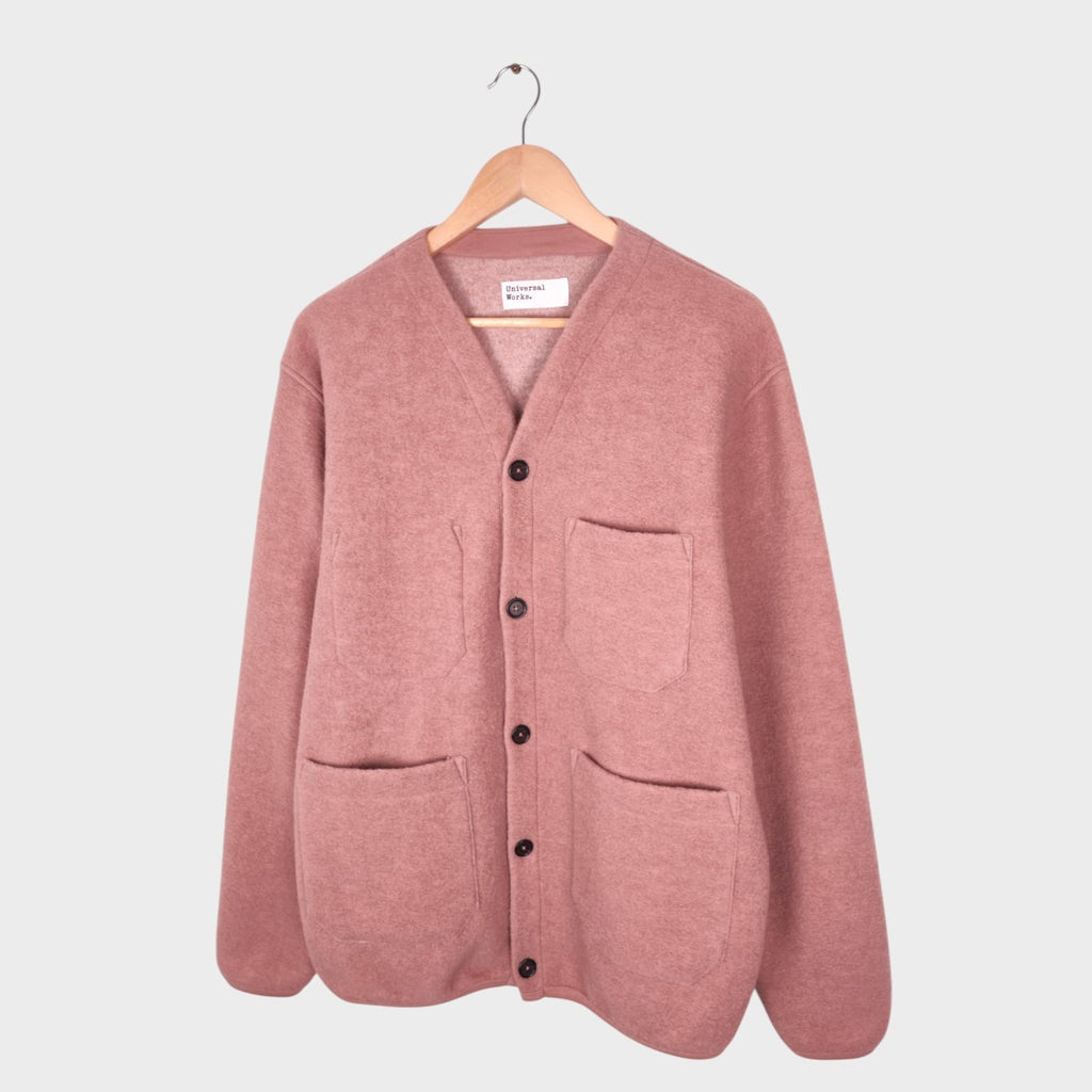 UNIVERSAL WORKS Men's Pink Wool Fleece Cardigan