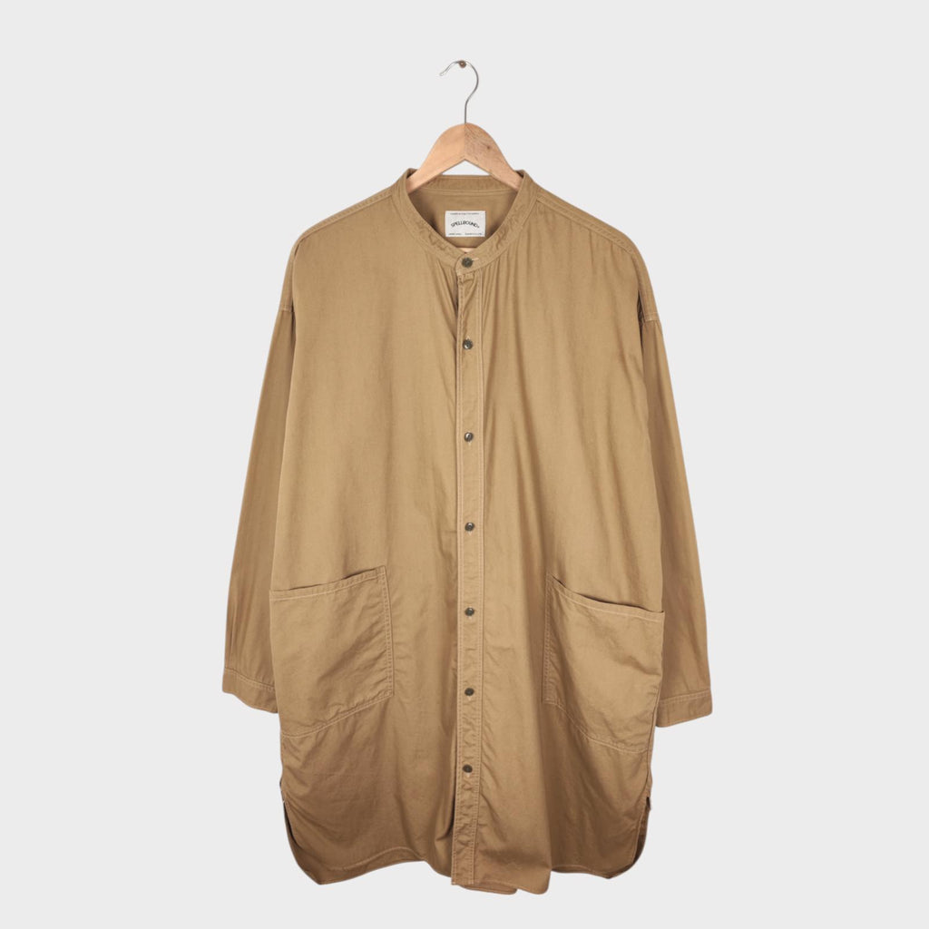 SPELLBOUND Men Made in Japan Beige Oversized Military Typewriter Overshirt Coat