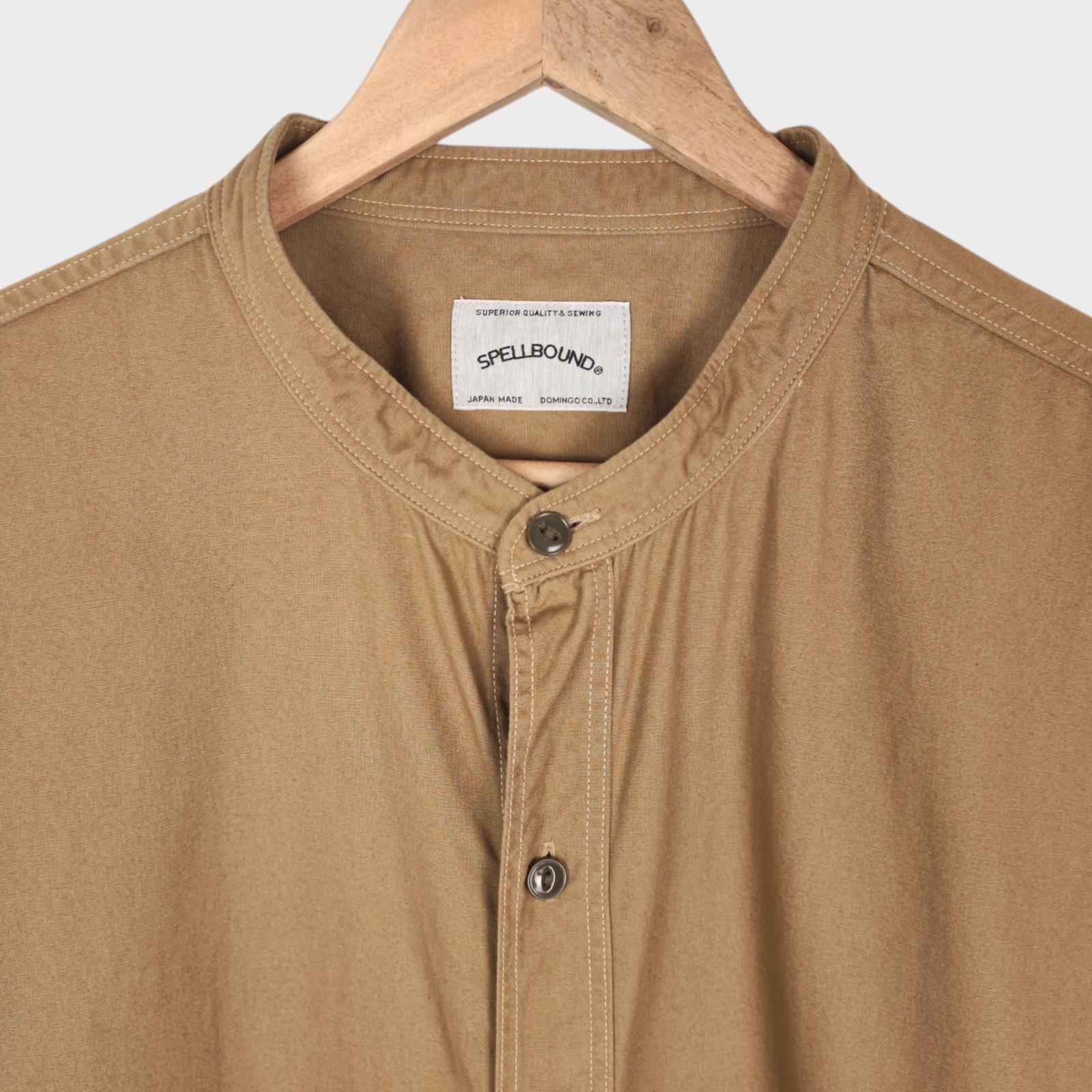 SPELLBOUND Men Made in Japan Beige Oversized Military Typewriter Overshirt Coat