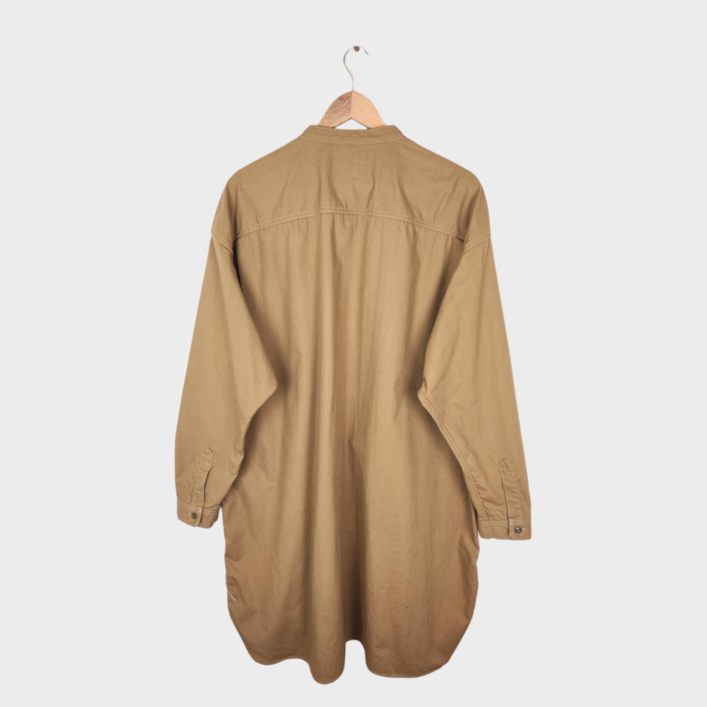 SPELLBOUND Men Made in Japan Beige Oversized Military Typewriter Overshirt Coat