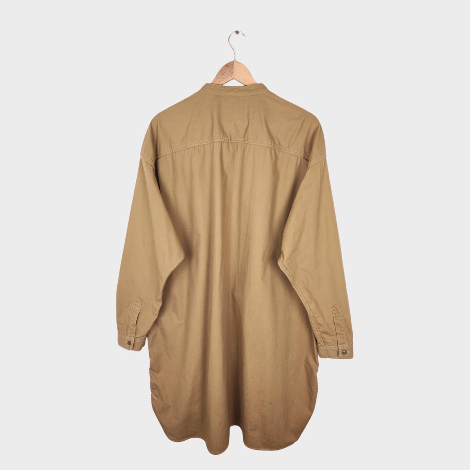 SPELLBOUND Men Made in Japan Beige Oversized Military Typewriter Overshirt Coat
