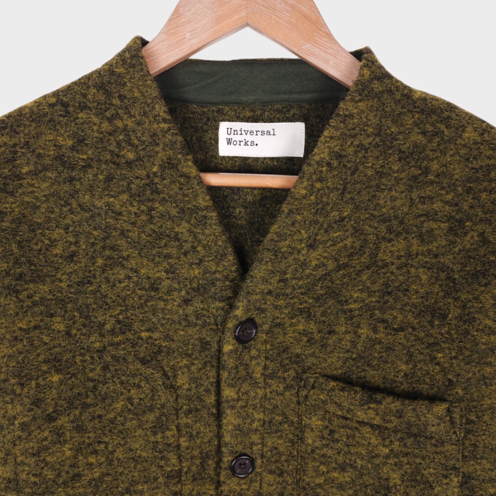 UNIVERSAL WORKS Men's Green Wool Fleece Cardigan