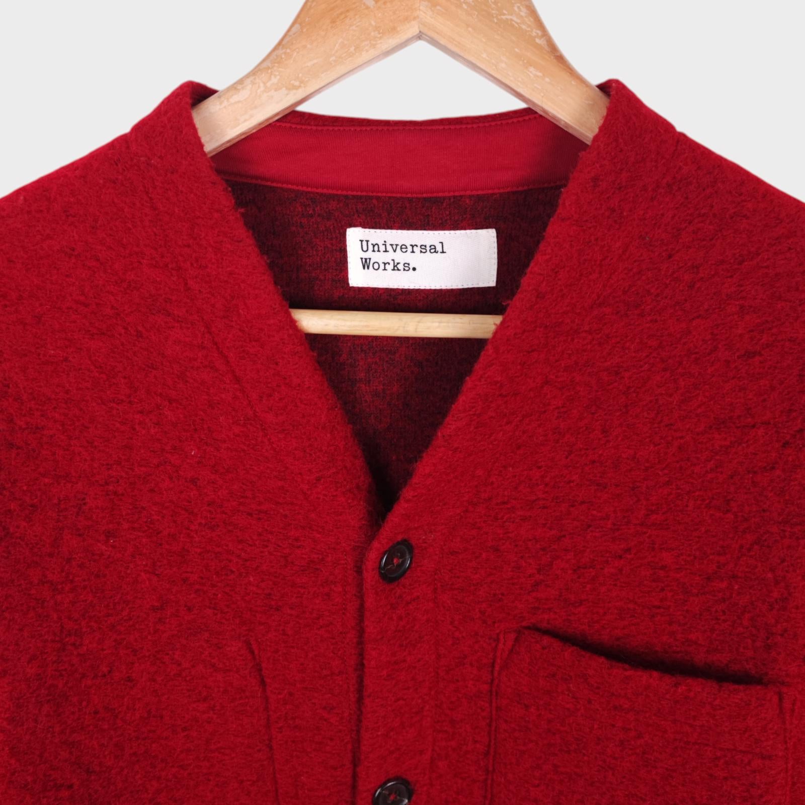 UNIVERSAL WORKS Men's Red Wool Fleece Cardigan