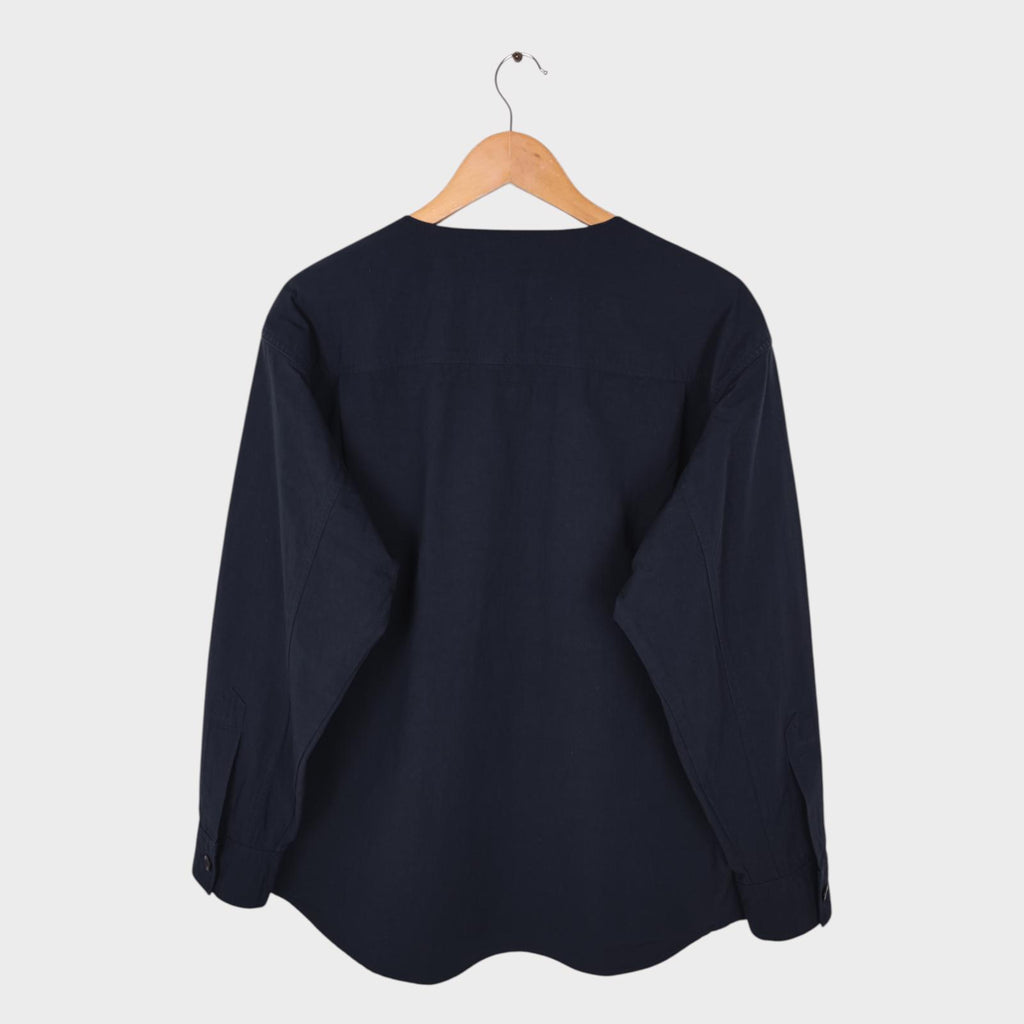 MHL MARGARET HOWELL Men's Navy Cotton/Linen V-Neck Overshirt Jacket