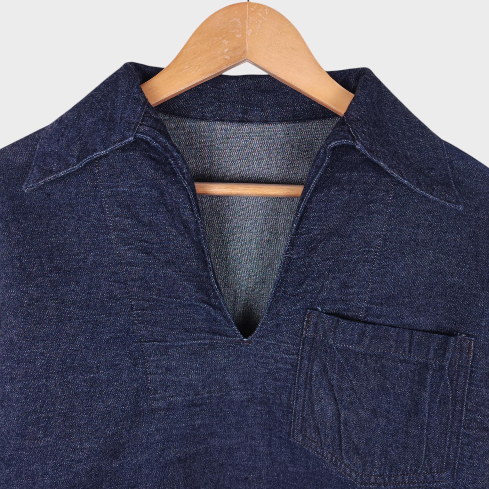 ONE PIECE OF ROCK Men's Made in Japan Army Repro  Denim Pullover Overshirt Smock