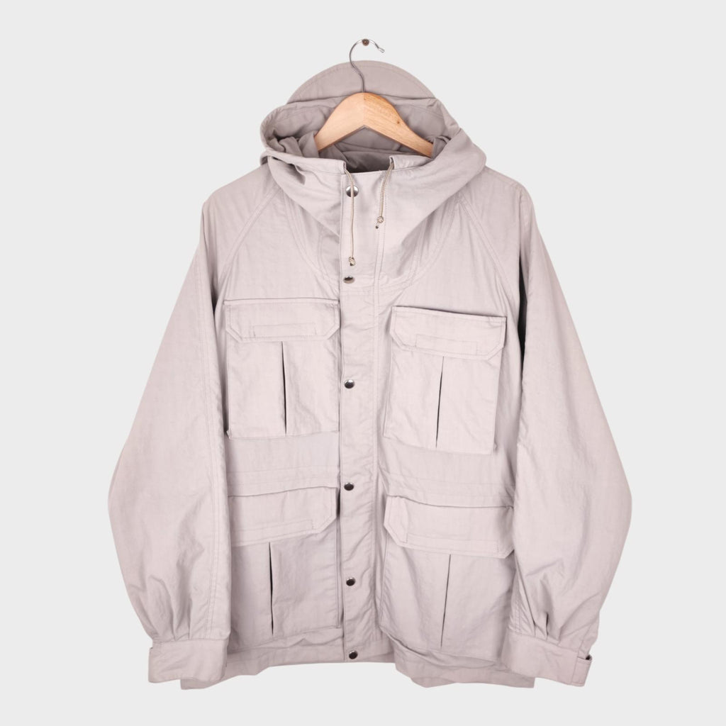 BEAMS PLUS Men's Chalk Nylon Gingham Lining Hooded Mountain Parka Jacket