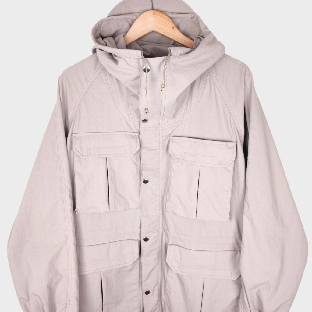 BEAMS PLUS Men's Chalk Nylon Gingham Lining Hooded Mountain Parka Jacket