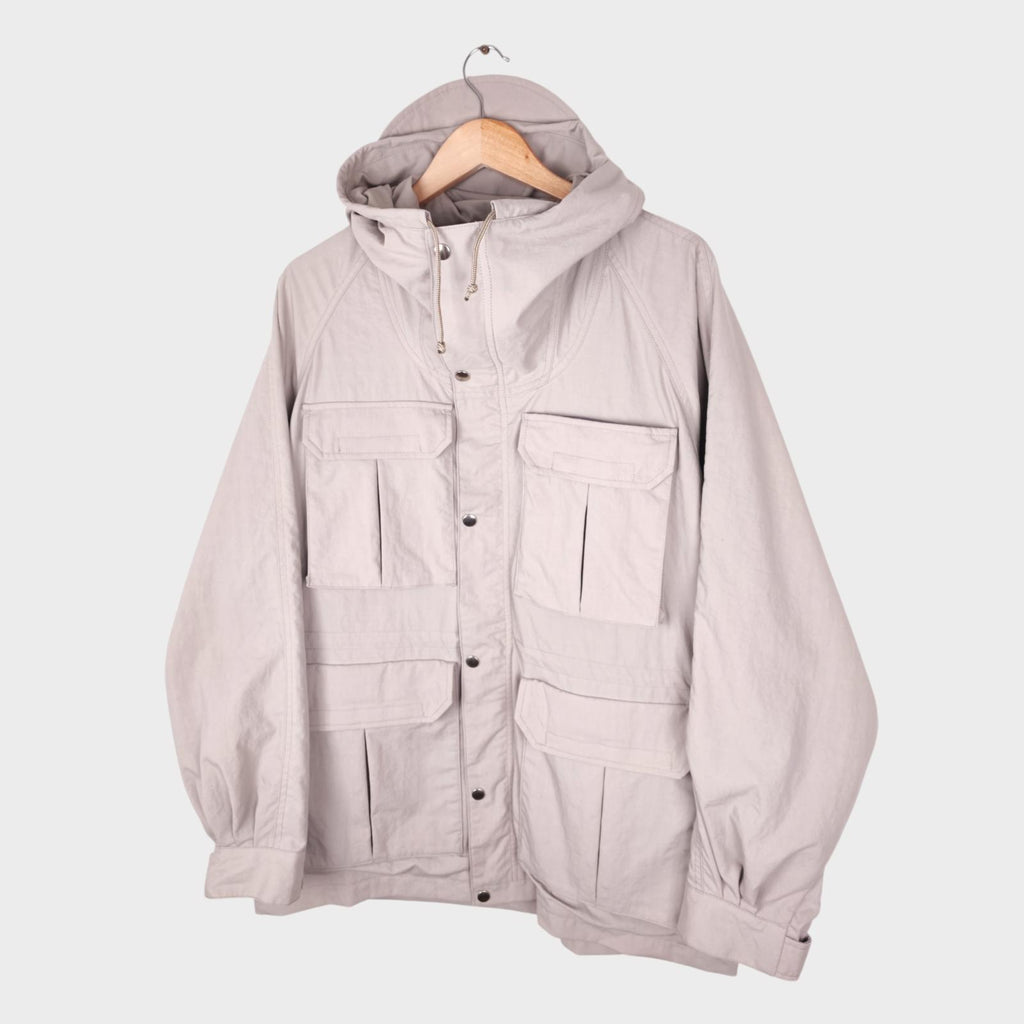 BEAMS PLUS Men's Chalk Nylon Gingham Lining Hooded Mountain Parka Jacket
