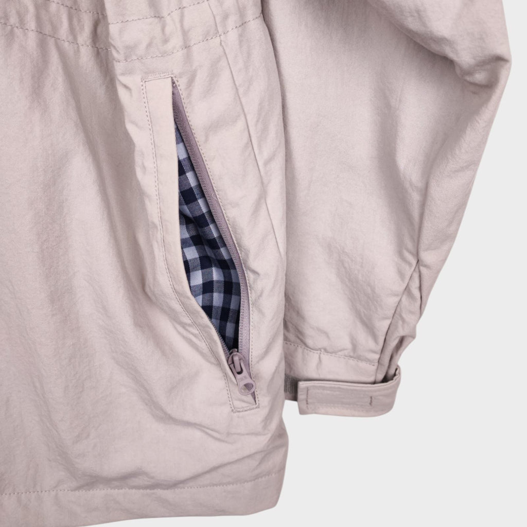 BEAMS PLUS Men's Chalk Nylon Gingham Lining Hooded Mountain Parka Jacket