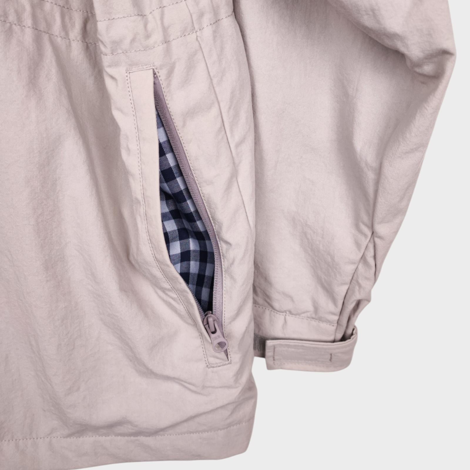 BEAMS PLUS Men's Chalk Nylon Gingham Lining Hooded Mountain Parka Jacket