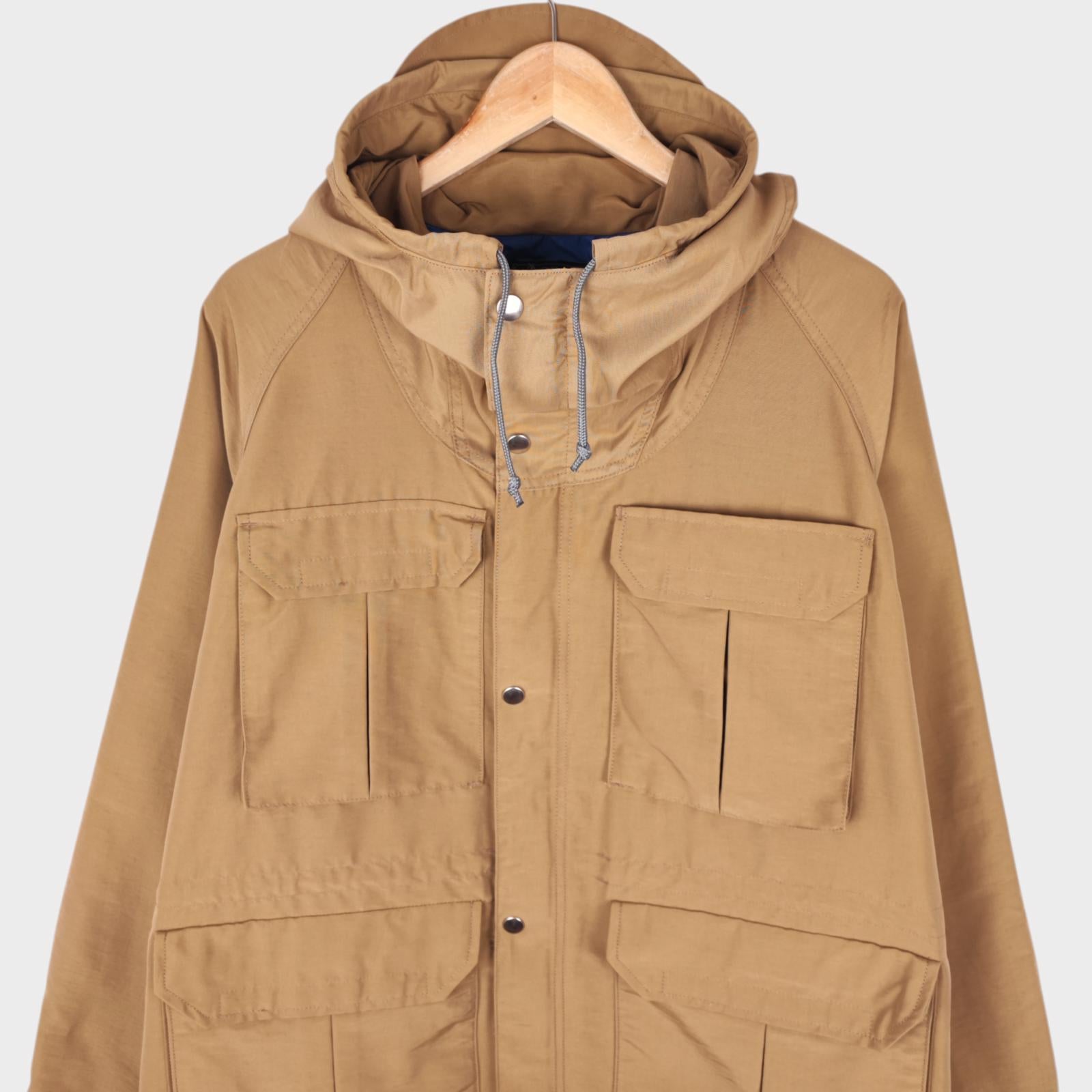 BEAMS PLUS Men's Brown 60/40 Cotton Nylon Hooded Mountain Parka Jacket